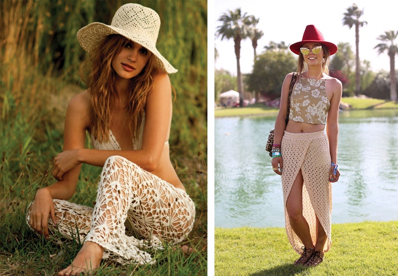 Nếu là cô nàng cực phong cách, bạn hãy chọn những kiểu trang phục crochet độc đáo như váy crochet xẻ cao hoặc quần crochet khi đi biển.