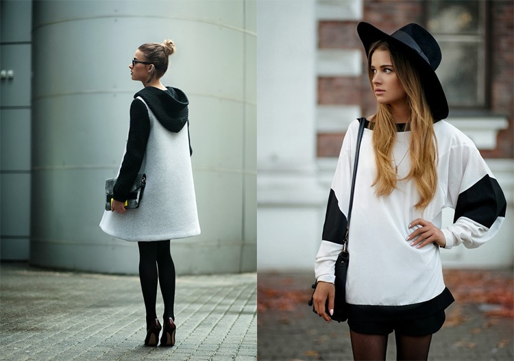 Bí quyết nằm ở chỗ, chỉ sử dụng một trang phục over size và nên kết hợp với các loại trang phục khác có gam màu tối như nâu,đen …