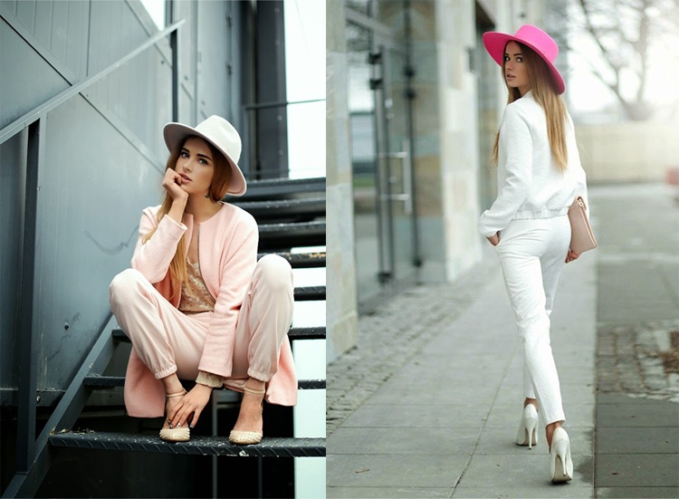 Những set đồ theo phong cách monochrome nguyên cây trắng, hồng như thế này rất thích hợp để các nàng “hạt tiêu” ăn gian chiều cao cho mình.