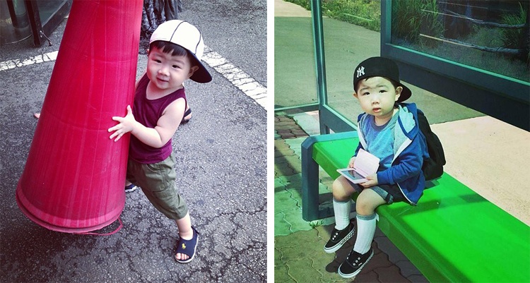 Áo pull, shorts kết hợp cùng giày bata, nón lưỡi trai đội ngược, cậu bé đáng yêu nay đã lớn hơn 1 chút rồi nhé.