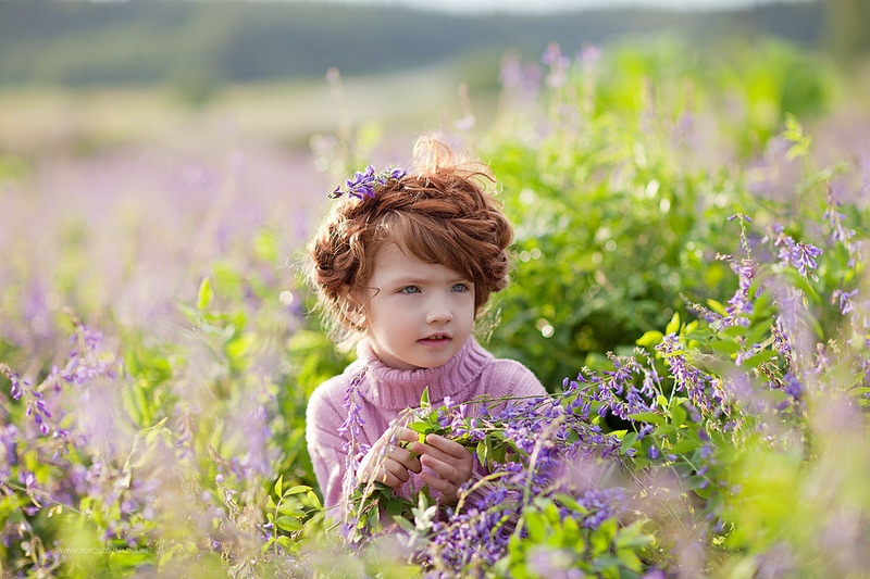 Alice dường như rất thích hợp với hoa tím, bằng chứng là cô bé đã tạo ra những bức ảnh đẹp long lanh giữa cánh đồng hoa lavender tím như thế này.