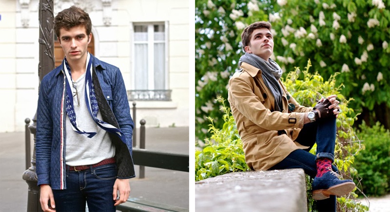 Nếu thích vẻ đẹp lãng mạn, thanh lịch, đừng ngại vận dụng nhiều kiểu khăn choàng hoa văn khác nhau như Matthias C.