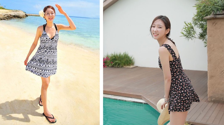 Váy ngắn may bằng chất liệu vải mỏng nhẹ như chiffon, sheer … rất thích hợp để khoác ngoài bikini.