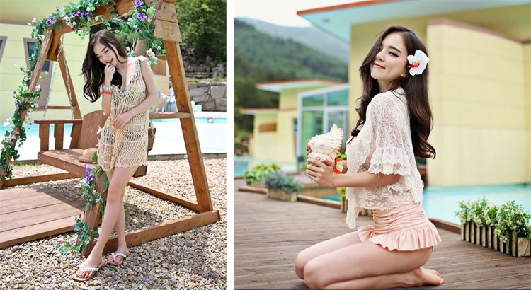 Có rất nhiều kiểu váy, áo hay quần len đan crochet để bạn gái tha hồ kết hợp với bikini.
