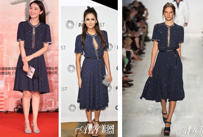 Trong một sự kiện diễn ra vào giữa tháng 6 vừa qua, Cao Viên Viên lại tiếp tục “đụng hàng” với người đẹp nước Úc Nina Dobrev khi diện đầm Michael Kors. Một lần nữa, người đẹp Cbiz có phần nhỉnh hơn khi phối với đôi giày mũi nhọn ánh kim đang là mốt thịnh hành trong mùa xuân hè năm nay.