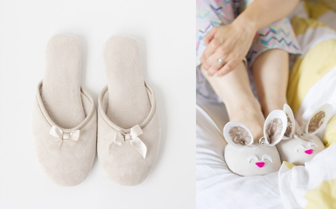 Chỉ tốn khoảng 15 – 20 phút, bạn đã có thể biến đôi dép bông đơn điệu mang ở nhà thành 1 đôi dép mới lạ, xinh xắn và đáng yêu như thế này.