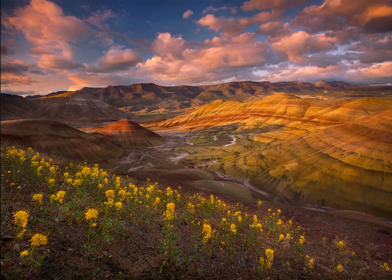 Sau một thời gian, khí hậu thực vật tươi tốt trở nên khô cằn hơn. Tro, đất sét, khoáng chất và thực vật mục nát, tất cả trộn lẫn vào đất, tạo thành những vệt màu như vàng, đen, đỏ, thậm chí có cả màu tím và màu xanh. Ở đây, màu sắc thay đổi theo độ ẩm của không khí, và cảnh tượng trở nên sống động nhất vào chiều muộn.