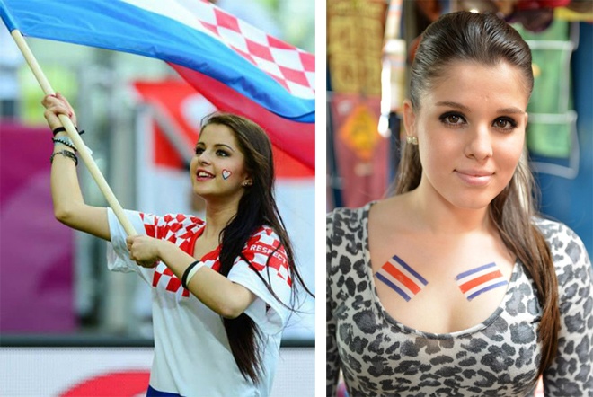 Nhẹ nhàng nhất là vẽ cờ đội bóng quốc gia mà mình yêu thích, như Hàn Quốc, Đức, Hà Lan … lên mặt, thậm chí lên vòng 1 căng tràn để tạo thêm phấn khích cho 1 khán đài vốn đã vô cùng cuồng nhiệt.