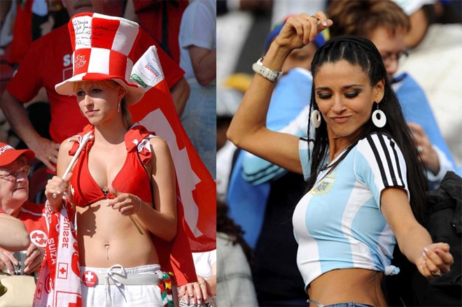 Thời trang quốc kỳ cũng được các nàng tận dụng để thắp lửa cho khán đài.