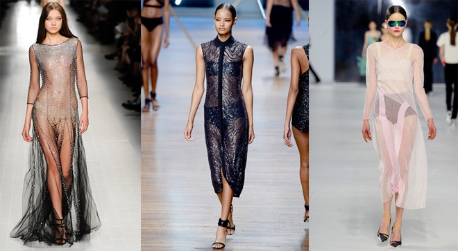Xuyên thấu kèm nội y lấp ló sau làn vải mỏng đang là xu hướng nổi bật và được yêu chuộng  trong năm 2014.