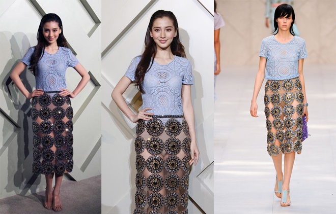 Các mỹ nhân Châu á cũng yêu chuộng làn sóng thời trang gợi cảm này, như Angela Baby đã chọn 1 kiểu váy xuyên thấu độc đáo của Burberry. Tuy nhiên, bạn gái Huỳnh Hiểu Minh lại mắc  lỗi rất phổ biến là chọn nội y không phù hợp. 15 Nội y không hợp cộng với thân hình quá phì nhiêu của Kim Kardashian  đã phá hỏng toàn bộ nét tinh tế, thanh lịch của chiếc váy Valentino 2014.
