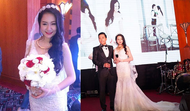 Tuy vậy, kiểu tóc buông dài đơn giản, kết hợp voan cài tóc tha thướt lại là điểm cộng để tạo nên tổng thể ngọt ngào, dịu dàng cho cô dâu 9X.