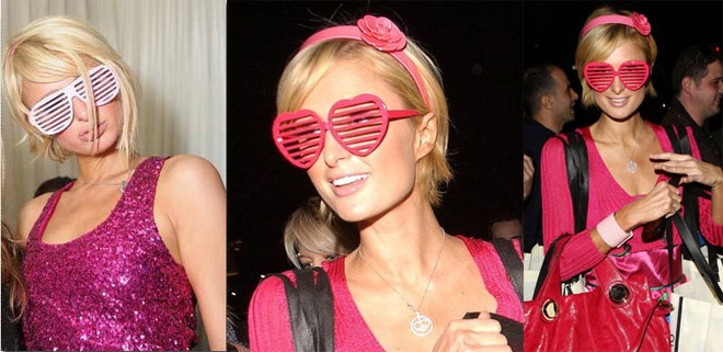 Thiết kế độc đáo và ấn tượng, những chiếc kính Shutter Shades là loại phụ kiện lý tưởng để nhanh chóng sở hữu vẻ ngoài sành điệu, nổi bật. Vì vậy, nhiều sao trên thế giới nhanh chóng “bồ kết” loại mốt này, trong đó phải kể đến “cô nàng tiệc tùng” Paris Hilton, vì kính Shutter Shades rất thích hợp cho những buổi tiệc đêm sinh động.