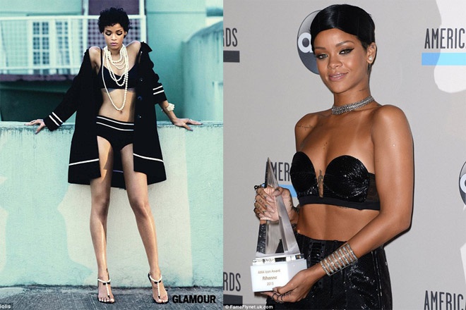 3. Rihanna. Là một trong những fashion icon quyến rũ bậc nhất Hollywood nên dễ hiểu vì sao mốt khoe nội y được nữ ca sĩ đình đám này lăng xê rất nhiệt tình, dù trên sân khấu hay trên đường phố.