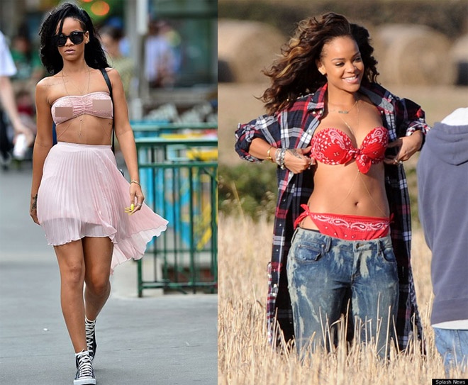 Thỉnh thoảng, nữ ca sĩ da màu lậm khoe thân theo phong sexy quá đà với áo bra – top như thế này.