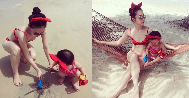  Linh Nga và Luna không ít lần khiến fan loạn nhịp khi xuất hiện cùng nhau trong các kiểu trang phục đôi mẹ con duyên dáng như thế này.