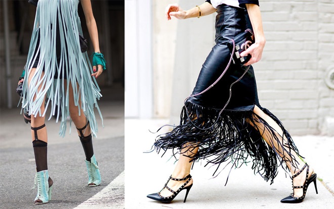 Dây tua rua đang tràn ngập phố phường New York, từ trang phục, giày cho đến túi xách.