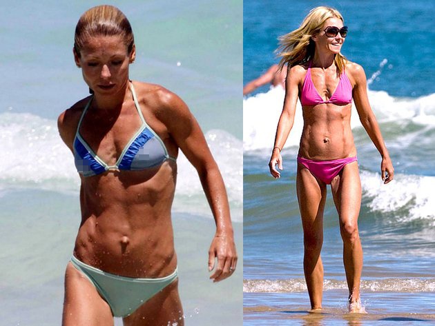 Kelly Ripa quá dũng cảm khi diện bikini trong thân hình toàn cơ bắp.