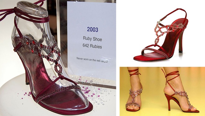 Ngoài ra, nhà thiết kế lừng danh này cũng có tên trong danh sách tác giả của đôi giày ruby đỏ được chế tác từ chất liệu satin cao cấp, kết 642 viên đá ruby Burma hình bầu dục nặng 123,33 carat. Đôi giày này được định giá 1,6 triệu đôla Mỹ.