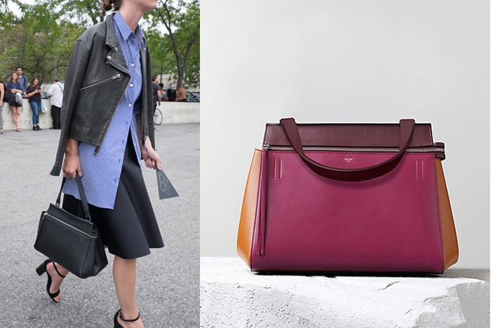 Phổ biến nhất bên lề các tuần lễ thời trang là những chiếc túi xách có thiết kế theo hướng tối giản, thanh lịch của thương hiệu Celine Edge.