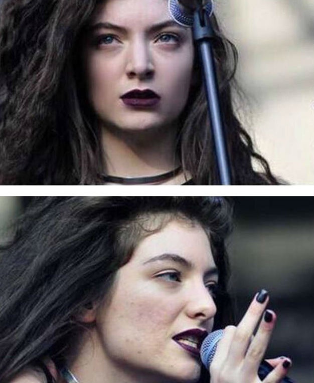 Lorde: Cô ca sĩ xinh đẹp thường xuyên chia sẻ những thử nghiệm cho làn da mụn của mình trên trang mạng xã hội - kể cả những hình ảnh đã được photoshop hoàn hảo hay những lúc cô đang được makeup trong khách sạn. Thông điệp của cô muốn gửi tới người hâm mộ là: