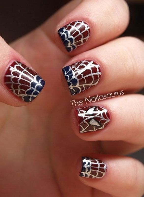 Nói đến mạng nhện thì không thể bỏ qua kiểu nail về người nhện.