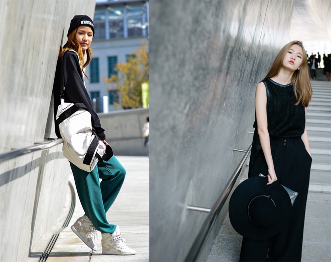 Gam màu tối được ưu ái hơn cả, và thường được biến tấu với các phom dáng cực rộng, giúp chủ nhân của chúng vừa che khuyết điểm hình thể, vừa tha hồ khoe vẻ đẹp cá tính, năng động trên phố.