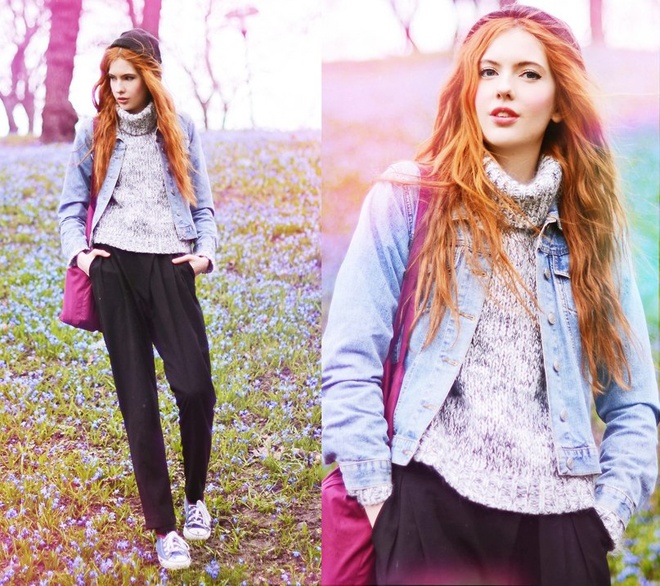 Chất liệu denim khi kết hợp với các loại vải mềm rũ như thun, len mỏng … sẽ mang lại vẻ đẹp ngọt ngào nhưng rất năng động cho bạn trên phố.