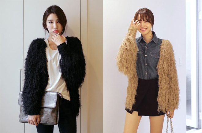 Điểm cộng tuyệt vời cho loại trang phục rất mốt này là có rất nhiều cách kết hợp dây tua rua và áo khoác, với những phong cách khác biệt phù hợp từng tính cách người mặc. Nếu là cô nàng đỏm dáng và nữ tính, bạn hãy thử mix, match áo khoác len sợi tua rua với các kiểu áo pull, jeans hay váy ngắn và tất dày …