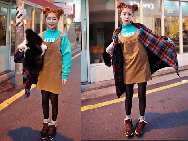 Với cô nàng nhí nhảnh và năng động, kết hợp áo yếm và trend coat phom rộng kẻ ca rô là một gợi ý đáng tham khảo.