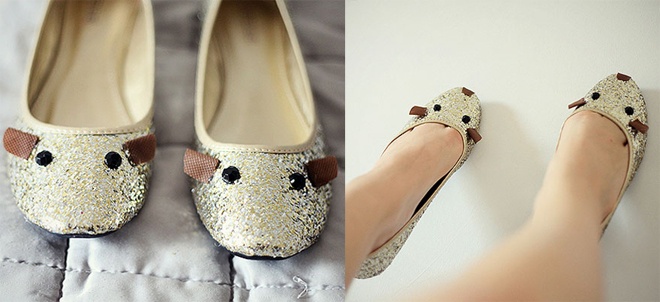 Chỉ với 4 bước, bạn đã dễ dàng có ngay 1 đôi giày mới đính sequin hình chuột thật đáng yêu, sau đó là tha hồ làm điệu cùng bạn bè trong những ngày vui cuối năm.
