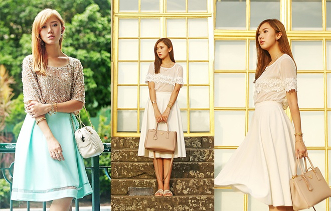 Những chiếc váy midi kết hợp áo hoa 3D, áo crop top giúp Camillie C thêm duyên dáng và cuốn hút.