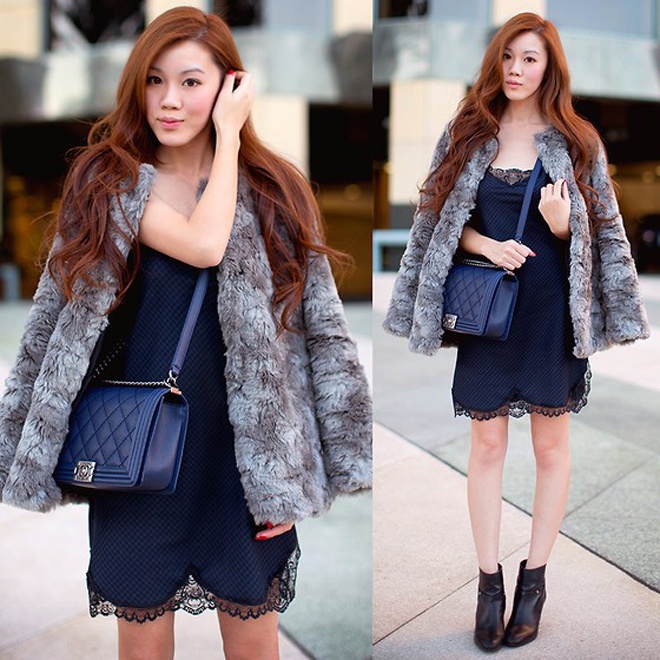 Jenny T luôn bắt kịp xu hướng mốt mới nhất, như diện thời trang áo ngủ được may bằng chất liệu vải sang trọng với áo khoác lông thú sành điệu.