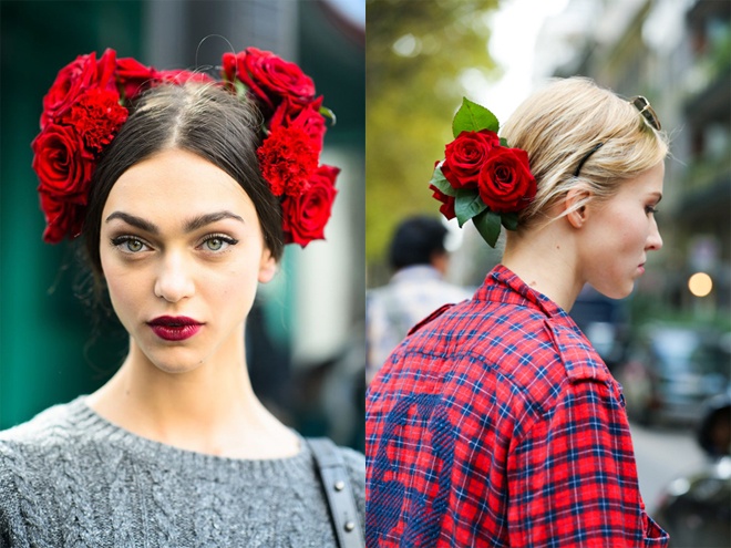 Sự kết hợp tinh tế giữa hoa hồng rực rỡ và những chiếc lá xanh ngắt trên nền tóc đen nhung hay vàng óng đã thật sự chinh phục hàng triệu tín đồ trên khắp đường phố Châu Âu, và hứa hẹn sẽ còn rất “hot” trên đường phố trong tiết trời xuân hạ sắp tới.