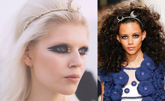 Không hẹn mà gặp, hàng loạt người mẫu giới thiệu bộ sưu tập thời trang thu đông và xuân hè 2015 trên sàn diễn của các “ông lớn thời trang” đình đám quốc tế như Chanel, Dior, Barbara Bui, Anna Sui, Fendi, Dries Van Noten, Givenchy … đã được trang điểm thật lộng lẫy và ấn tượng bằng các loại mỹ phẩm bằng vàng, bạc thật.