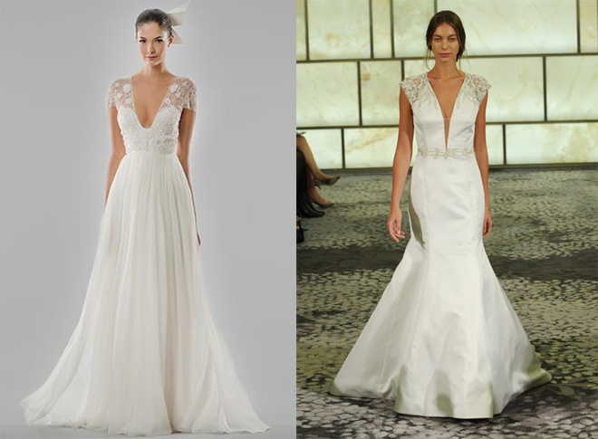 Đồng thời, đường xẻ hình chữ V đến gần sát eo thon là kiểu trang phục cưới tuyệt vời giúp tạo cảm giác thon gọn và mảnh mai hơn cho những cô dâu có thân hình ngoại cỡ.