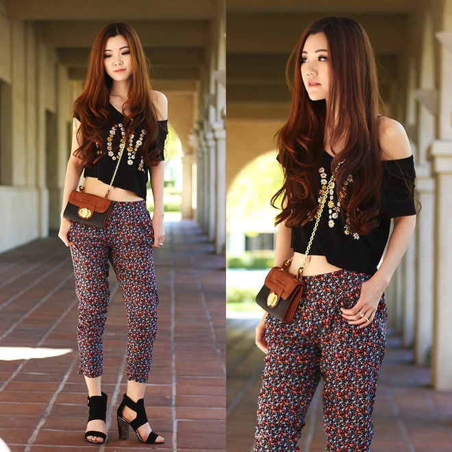 Hoặc kết hợp với quần skinny chất liệu jeans, kaki dày ấm có họa tiết hoa nhiều sắc màu, để sở hữu vẻ đẹp tươi tắn, rực rỡ trong nắng xuân.