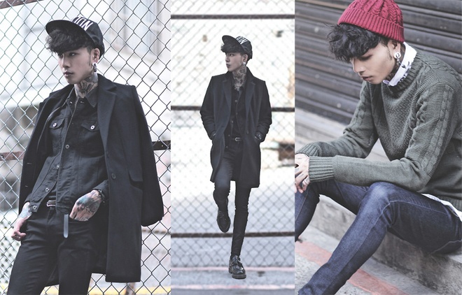 Quần skinny, loại trang phục phổ biến trong style unisex, tràn ngập trong tủ đồ của Ivan Chang, với hầu hết các gam màu tối như đen, xám, xanh đen ... 