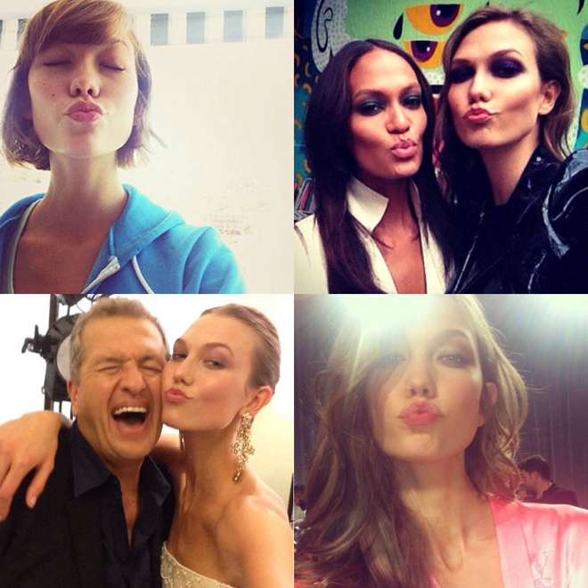 5. Tạo biểu cảm riêng. Karlie Kloss, siêu mẫu và là bạn thân của công chúa nhạc đồng quê Taylor Swift rất thích tạo kiểu chụp ảnh với những nụ hôn gió.