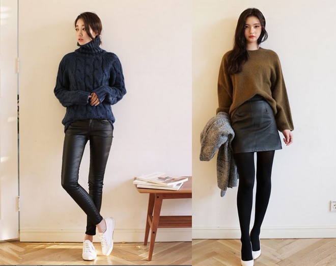 Kết hợp quần skinny da, hoặc váy mini và áo len phom rộng, bạn đã có ngay set đồ công sở hiện đại cho ngày cuối tuần năng động.