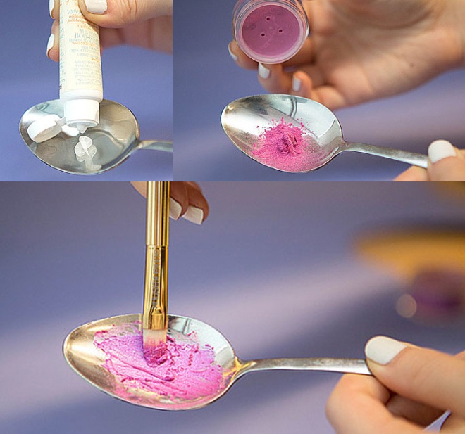 7. Chế tạo son môi. Để nhanh chóng sở hữu được màu son yêu thích mà không phải cất công lùng mua ở các cửa hiệu mỹ phẩm, tự chế son môi là cách hay và dễ thực hiện. Chỉ cần cho một ít vaseline và phấn mắt (hoặc màu thực phẩm) vào 1 chiếc muỗng, khuấy đều, đun nóng rồi đổ vào hộp nhựa. Khi hỗn hợp này nguội lại, bạn đã có ngay một lọ son dưỡng ẩm an toàn, với màu sắc như ý để tự tin làm đẹp cho mình.