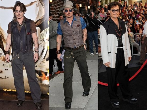 Không thể phủ nhận rằng phong cách độc đáo của Johnny Depp đã mang lại nhiều cảm hứng cổ điển cho các nhà thiết kế. Từ phụ kiện, quần áo từ một thời đại khác đã làm nên một Johnny Depp không thể lẫn vào đâu được.
