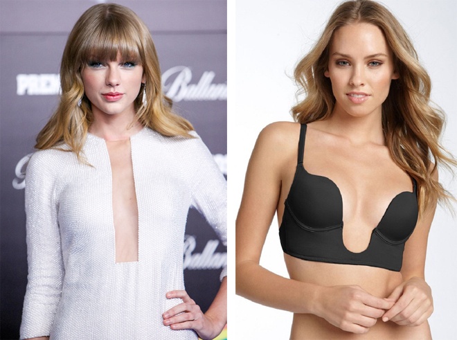 3. Áo cổ chữ V, áo xẻ sâu phần ngực. Những kiểu áo vest, váy dạ hội có phần cổ chữ V xẻ sâu hun hút đang làm mê mệt phái đẹp trên khắp hành tinh trong năm 2014 và vẫn chưa có dấu hiệu hạ nhiệt trong năm nay. Để yên tâm diện loại trang phục táo bạo và rất sexy này, bạn hãy đầu tư cho mình một chiếc áo ngực U-plunge.