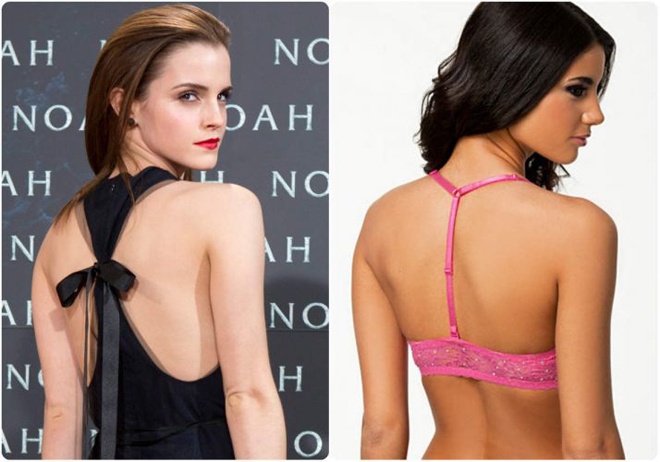 6. Váy áo có các đường cut - out phía sau lưng.  Những chiếc áo hay váy dạ hội lấp ló phần lưng với dây vải mỏng buộc hờ phía sau, hoặc qua các đường cut – out nóng bỏng là loại vũ khí quyến rũ rất hiệu quả của phái đẹp. Tuy nhiên, các kiểu váy áo cũng rất dễ khiến mỹ nhân phấp phỏng lo âu vì sợ bị “lộ hàng”.