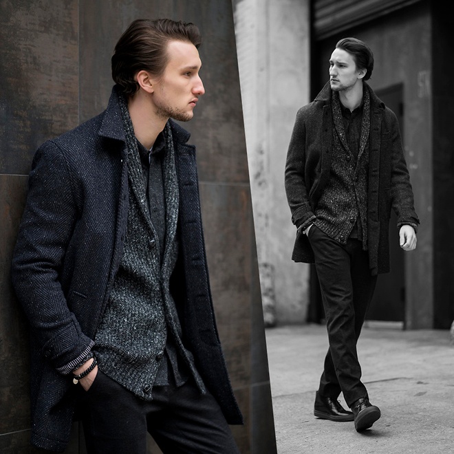 Đặc biệt, bí quyết mix, match của fashionista gốc Đức rất thích hợp cho cánh mày râu học hỏi khi bước vào mùa gió heo may se lạnh đầu năm mới.