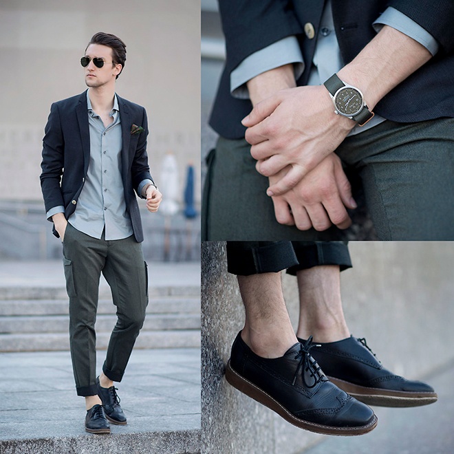 Để bộ vest xanh thêm quyến rũ, bạn hãy tận dụng sự tương phản tối đa của các gam xanh, chẳng hạn như để tay áo dài màu xanh nhạt lấp ló sau tay áo vest xanh đậm. Chỉ nhiêu đó thôi cũng đủ khiến bộ vest công sở trở nên mới lạ, cuốn hút không ngờ.