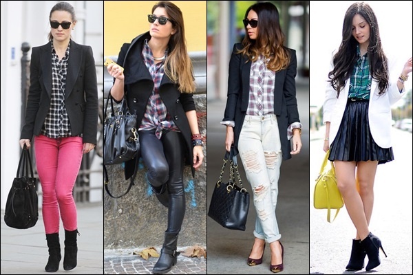 5. Với sơ mi kẻ: Áo sơ mi kẻ và blazer mang lại sự giản dị mà vẫn sang trọng cho bạn gái. Bạn có thể kết hợp trang phục này với váy, jeans hay legging đều tạo được sự khác biệt đấy.