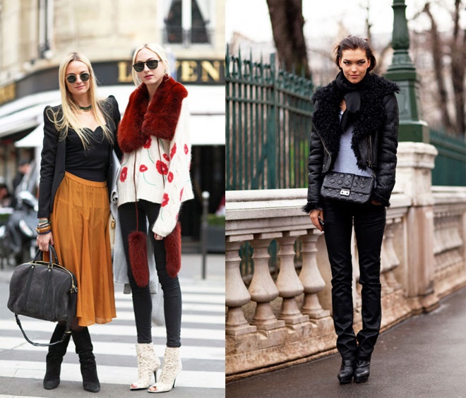 Nhấn nhá chút lông trên tay, vai áo mang đến cho mẫu trẻ vẻ đẹp hút hồn trên phố Paris.