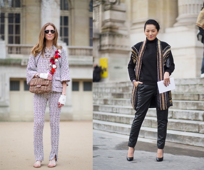 Bà mẹ 2 con nổi tiếng làng mốt, Elena Perminova và Tina Leung, stylist nổi tiếng của Hong Kong sở hữu nhiều set đồ street style độc đáo với monochrome trong suốt Tuần lễ thời trang cao cấp.