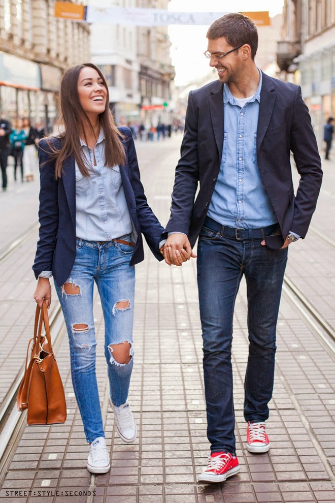 Denim và denim cũng là cách kết hợp đẹp đôi trong mùa Valentine năm nay.